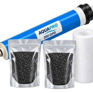 Kit d’entretien élOvi Nomade avec membrane AquaPro 200 GPD, cartouche 5 pouces 5 microns et deux recharges de charbon actif