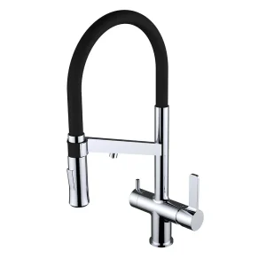 Mitigeur 3 voies avec douchette pour eau chaude, eau froide et eau purifiée