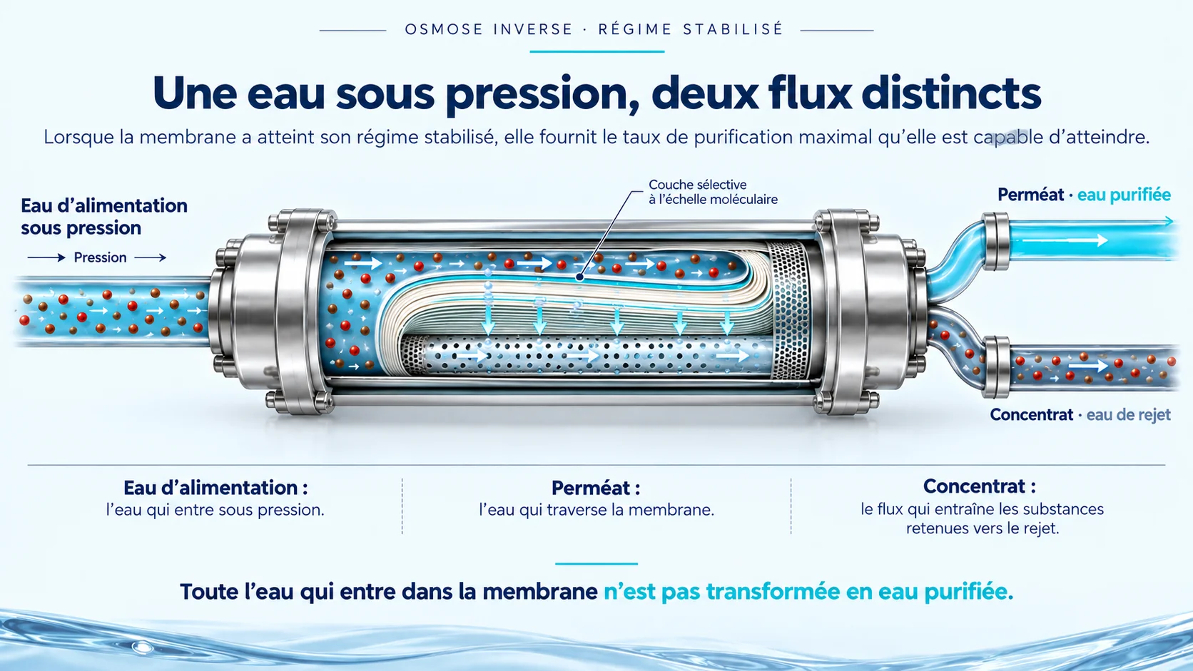 Fonctionnement d’une membrane d’osmose inverse en régime stabilisé